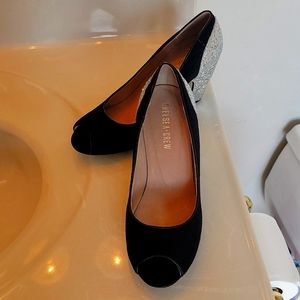 Open Toe Black Silver Women's Size 8